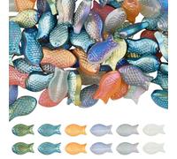 PONABEADIY 1 Box 90PCS 6 Colors Glass Fish Shaped Beads with Hole Full Plated Frosted Electroplate Sea Animal Ocean Hawaii Summer Spacer Loose Bead for Jewellery Making Bracelets Necklaces Diy Crafts