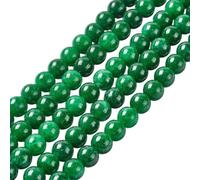 PONABEADIY 1 Box 94PCS to 98PCS 8MM Natural Green Gemstone Beads with Elastic Thread White Jade Round Stone Energy Power Crystal Loose Spacer Bead for Jewellery Making Necklace Bracelets Diy Crafts