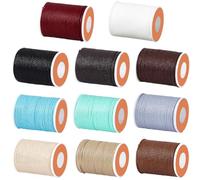 PONABEADIY 11 Rolls 132 Yards 1MM Thick Strong Waxed Thread Polyester Wax String Multi Color Handy Sewing Thread Durable Thread Strings for Jewellery Making Bracelets Necklaces Macrame Vase Decor