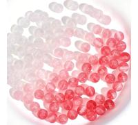 PONABEADIY 120PCS 8MM Red UV Reactive Beads with Hole Resin Round White Color Changing Glitter Powders Sun Sensitive Loose Spacer Bead Bulk for Jewellery Making Bracelet Necklace Earrings DIY Crafts