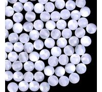 PONABEADIY 120PCS 8MM White Cats Eye Beads with Hole Round Resin Imitation Stone Cat Eyes Transparent Clear Smooth Spacer Looses Bead Bulk for Jewellery Making Necklaces Bracelets Diy Crafts Supply