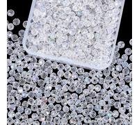 PONABEADIY 1500PCS 4MM Electroplate Glass Beads with Hole Faceted Crystal Transparent Sparkly Iridescent AB Colour Plated Clear Loose Spacer Bead Bulk for Jewellery Making Bracelets Earrings Diy Craft