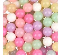 PONABEADIY 16MM 100PCS Acrylic Bubble Beads with Hole Round Resin Candy Color Plastic Chunky Pastel Bubblegum Gum Ball Loose Spacer Bead Bulk for Jewellery Making Bracelets Necklace Diy Crafts Supply