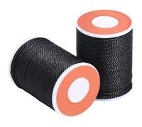 PONABEADIY 2 Rolls 24 Yards 1MM Round Black Waxed Thread Polyester Wax String Beading Rope Taiwan Twist Cord Sturdy Thread Strings for Jewellery Making Bracelets Necklaces Waist Macrame Vase Decor