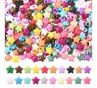 PONABEADIY 20 Colours 700PCS Acrylic Star Beads with Hole 9mm Stars Shaped Pony Small Plastic Rainbow Loose Spacer Bead Bulk for Jewellery Making Bracelets Necklaces Hair Braids Diy Crafts Supply