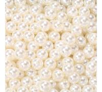 PONABEADIY 200PCS 12MM Ivory Faux Pearls Beads with Holes Summer Acrylic Round Imitation Artificial Loose Spacer Pearl Bead Bulk for Jewellery Making Earrings Bracelets Necklace Decor Diy Craft Supply