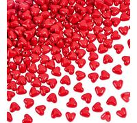 PONABEADIY 240PCS 10MM Valentines Heart Beads with Hole Red Acrylic Love Shaped Romantic Opaque Charms Spacer Loose Bead Bulk for Jewellery Making Valentine’s Gifts Women Bracelet Earring DIY Crafts