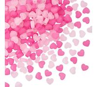PONABEADIY 240PCS Valentines Heart Beads with Hole Pink Acrylic Frosted Love Shaped Translucent Matte Charms Loose Spacer Bead for Jewellery Making Valentine’s Gifts Women Bracelet Earring DIY Crafts