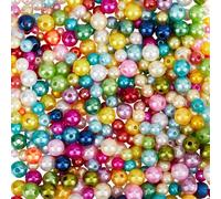 PONABEADIY 2450PCS 3 Styles Pearl Bubble Beads with Hole ABS Plastic Imitation Pearls Round colourful Bubblegum Resin Loose Spacer Bead Bulk for Jewellery Making Necklace Bracelet Diy Crafts Supply