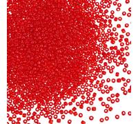 PONABEADIY 2500PCS Red Glass Seed Beads with Hole 4mm 6/0 Small Pony Round Transparent Clear Smooth Crystal Loose Spacer Bead Bulk for Jewellery Making Necklace Bracelet Earrings Diy Crafts Supply