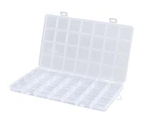 PONABEADIY 28 Grid Plastic Clear Organizer Box Bead Storage Containers Transparent with Hinged Lid Rectangle Clear Organizers Compartments Boxes for Jewellery Making Items Art DIY Crafts Projects