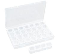 PONABEADIY 28 Grids Compartment Craft Case with Hinged Lid Plastic Organiser Diamond Embroidery Storage Box Clear Bead Container Rectangle Boxes for Jewellery Making Beads Art DIY Crafts Projects