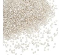 PONABEADIY 2MM White Clear Small Glass Seed Beads for Jewellery Making | 1 Box with Hole Transparent Mini Pony Round Silver Lined Loose Spacer Beads for Friendship Bracelet Diy Craft Supplies