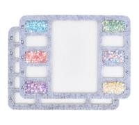 PONABEADIY 2PCS 200x150x6mm Light Grey Felt Beading Trays with 10 Individual Grids Small Square Felt Bead Design Boards Rectangle Seed Beads Mat Pads for Jewellery Making Art Bracelets DIY Crafts