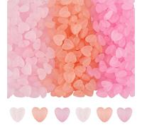 PONABEADIY 3 Colours 300PCS Valentine's Day Transparent Heart Beads with Hole Resin Pink Red Love Shaped Acrylic Frosted Matte Loose Spacer Bead for Jewellery Making Hair Bracelets DIY Crafts Supply