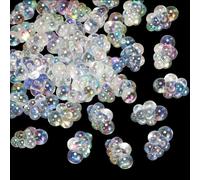 PONABEADIY 40PCS Cloud Shaped Beads with Hole Acrylic UV Plating Iridescent Transparent Rainbow Resin Clear Charms Loose Spacer Bead Bulk for Jewellery Making Bracelets Phone Chains Decor DIY Crafts