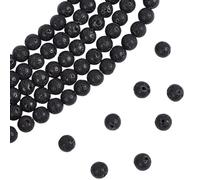 PONABEADIY 5 Strands 320PCS 6mm Natural Stone Beads with Hole Black Lava Rock Round Volcanic Oil Diffuser Gemstone Loose Spacer Bead Bulk for Jewellery Making Bracelets Necklace Diy Crafts Supply