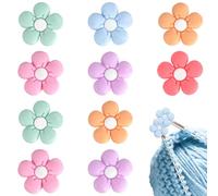 PONABEADIY 6 colours 12PCS Silicone Flower Beads with Hole Spring Pastel Focal Floral Shaped Red Pink Purple Green Blue Orange Charm Loose Bead Bulk for Jewellery Making Bracelets Keychain Diy Crafts