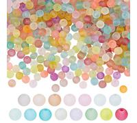 PONABEADIY 800PCS 4MM Round Glass Beads with Hole Frosted Colourful Random Matte Small Pink Red Blue Purple Green Spacer Loose Bead Bulk for Jewellery Making Necklaces Bracelets Earrings Crafts Supply
