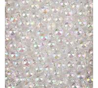 PONABEADIY 8MM 400PCS Acrylic Bubble Beads with Hole Round Resin Iridescent Clear AB Color Plated Transparent Bubblegum Chunky Loose Spacer Bead for Jewellery Making Bracelets Necklace Diy Crafts
