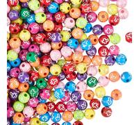 PONABEADIY 8MM 600Pcs Mix colours Round Cross Beads with Holes Silver Metal Enlaced Crucifix Ball Acrylic Loose Spacer Bead Bulk for Jewellery Making Earrings Bracelets Necklaces Decor DIY Craft