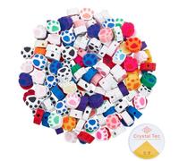 PONABEADIY 9MM 100PCS Cute Dog Paw Beads with Crystal Elastic Stretch Thread Polymer Clay Handmade Animal Bear Print colourful Loose Bead Bulk for Jewellery Making Bracelets Necklace Diy Crafts Supply