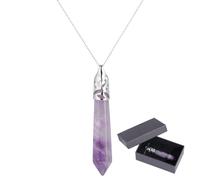 PONABEADIY Purple Amethyst Crystal Necklace with Gift Packing Box Natural Purple Crystal Hexagon Stone Spiritual Reiki Energy Gemstone Charm Necklaces for Jewellery Making Women Men Brithday Gifts