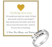 Ponanor I Fcking Love You Ring For Women, Adjustable Stainless Steel Engraved Heart Spiral Wrap Twist Vintage Promise Rings To My Girlfriend/Wife Birthday Gifts Jewelry