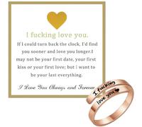 Ponanor I Fcking Love You Ring For Women, Adjustable Stainless Steel Engraved Heart Spiral Wrap Twist Vintage Promise Rings To My Girlfriend/Wife Birthday Gifts Jewelry
