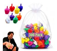 Ponanor Mini Middle Fingers Colorful Flip The Bird Tiny Hands Gag Gift Adult Christmas White Elephant Stocking Stuffers Party Favors Office Prank Desk Decor (300pcs)