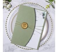 ponatia Wedding Invitation Cards Kit - 20PCS 5x7 Wedding Invitation Cards with Envelopes, Wax Seals, Ribbons For Wedding, Baby Shower, Birthday, Quinceanera Invitation (Sage Green)
