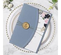 ponatia Wedding Invitation Cards Kit - 20PCS 5x7 Wedding Invitation Cards with Envelopes, Wax Seals, Ribbons For Wedding, Baby Shower, Birthday, Quinceanera Invitation (Dusty Blue)