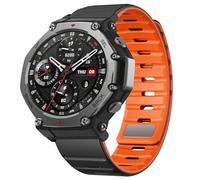 PONATTENO Replacement Band Compatible for Amazfit T-Rex 3, Soft Breathable Silicone Strap, Waterproof Sport Watch band, Durable Quick Release Magnetic Buckle Watch Strap (Black+Orange)