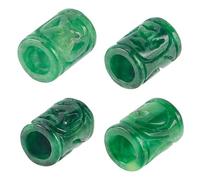 PONAYBEADIY 1 Box 4PCS Natural Myanmar Jade Stone Beads Green Large Hole Tube Gemstone Column Engraving European Charm Chakra Gems Loose Spacers Bead Bulk for Jewellery Making Bracelet Hair DIY Crafts
