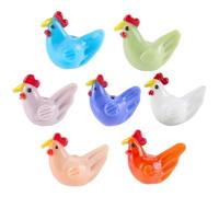 PONAYBEADIY 7 Colors 7PCS Mini Chicken Hen Beads with Hole Handmade Lampwork Glass 3D Cute Chick Animal Charms Loose Spacer Bead Bulk for Jewellery Making Easter Bracelets Necklace Decor DIY Crafts