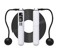 PONBOB Smart Jump Rope with Counter - 2 in 1 Corded & Cordless Skipping Rope with HD Display, Type-C Rechargeable, Adjustable Length, Weighted Handles for Fitness, Workout, Cardio, Home Gym (WHITE)