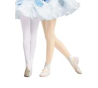 PONCEAU Ballet Dance Girls Tights-School Tights Uniform Kids Girl Leggling Ultra-Soft & Stretch Dance Footed Pantyhose Leggings 2 Pack White&Flesh pink 6-9 Years