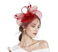 PONCEAU Fascinators Hat Women Elegant Satin Ribbon Feather Fascinator Headband Wedding Headpiece for Women, Royal Ascot, Cocktail Parties & Formal Events