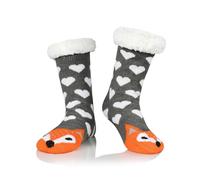 PONCEAU Fluffy Slipper Socks Women - Thermal Bed Cosy Socks for Women,Ladies Non Slip Warm Winter Fleece lined,Fox Animal Gifts for Festival