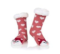 PONCEAU Fluffy Slipper Socks Women - Thermal Bed Cosy Socks for Women,Ladies Non Slip Warm Winter Fleece lined,Fox Animal Gifts for Festival