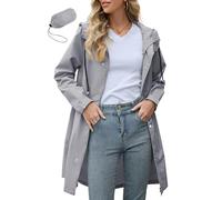 PONCEAU Waterproof Jacket Women - Rain coats for Women Long Packable Lightweight Outdoor Waterproof Jacket Softshell Light Weight Windbreaker with Hood Waterproof Rain Coat