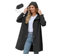 PONCEAU Waterproof Jacket Women - Rain coats for Women Long Packable Lightweight Outdoor Waterproof Jacket Softshell Light Weight Windbreaker with Hood Waterproof Rain Coat