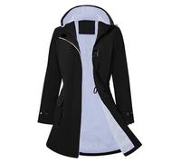 PONCEAU Women's Waterproof Rain Jacket Long Windbreaker Transition Jacket Lightweight Breathable Outdoor Jacket Rain Coat Rain Poncho Rain Parka Trench Coa Raincoat with Hood, black, L
