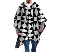 Poncho Men Ponchos Adult Wool Poncho Mens Poncho Mexican Style Cloak with Hood Men Wool Hooded Poncho Mexican Blanket Poncho Irregular Bat Sleeve Poncho Fashion Poncho (D, XL)