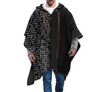 Poncho Men Ponchos Adult Wool Poncho Mens Poncho Mexican Style Cloak with Hood Men Wool Hooded Poncho Mexican Blanket Poncho Irregular Bat Sleeve Poncho Fashion Poncho (C, XXL)