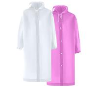 Poncho Waterproof Adult,2 Pcs Reusable EVA Rain Poncho for Women Men,Portable Raincoat Lightweight Rain Jacket Long Rain Coat Waterproof Jacket with Hoods and Sleeves for Festivals, Travel, Hiking
