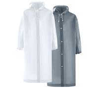 Poncho Waterproof Adult,2 Pcs Reusable EVA Rain Poncho for Women Men,Portable Raincoat Lightweight Rain Jacket Long Rain Coat Waterproof Jacket with Hoods and Sleeves for Festivals, Travel, Hiking