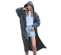 Poncho Waterproof Adult, Clear Reusable Rain Coat for Men&Women Ideal for Fishing Hiking Disney Camping Commute Everyday Black One Size
