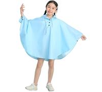 Poncho Waterproof Kids Outdoor Jacket Reusable Rain Coats All in One Rainsuit Resistant with Hoods and Sleeves Muddy Suit for Childs 1-9 Years Sky Blue