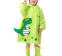 Poncho Waterproof Kids Raincoat Jackets Rain All in One Rainsuit Resistant Portable Girls Boys Age 2-13 Years Green